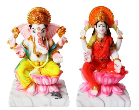 Lord Ganesha & Goddess Lakshmi Idol Set | Decorative Colorful Murti for Puja, Home Temple & Festive Gifting