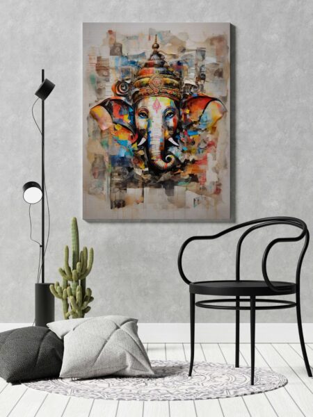 Colorful Lord Ganesha Painting – A Fusion of Art, Spirituality & Vibrance For Home Decor and Wall Decor Items for Your Hall and Living Room Hotel décor temple Decor
