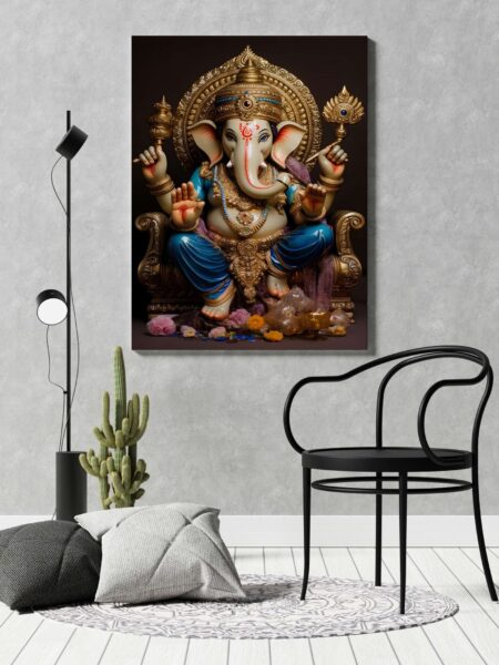 Divine Lord Ganesha Canvas Painting – Symbol of Wisdom & Prosperity For Home Decor and Wall Decor Items for Your Hall and Living Room Hotel decor