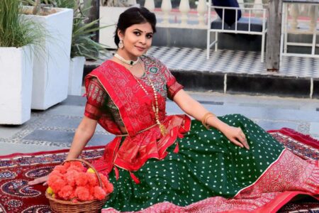 Women's Traditional Bandhani Ghagra Choli with Dupatta Navratri & Festive Wear